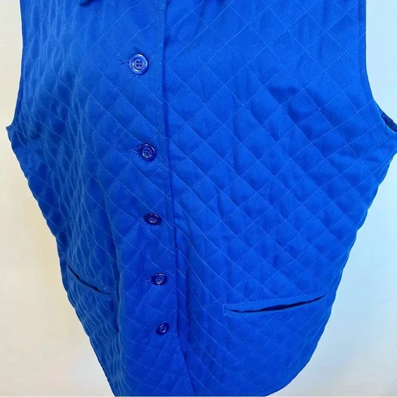 Drapers & Damons Blue Quilted Lined Button Down Collared Vest Womens Size 1X - Picture 4 of 12